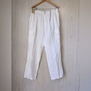 CARIBBEAN White LINEN Drawstring Pants 36x32 NWT